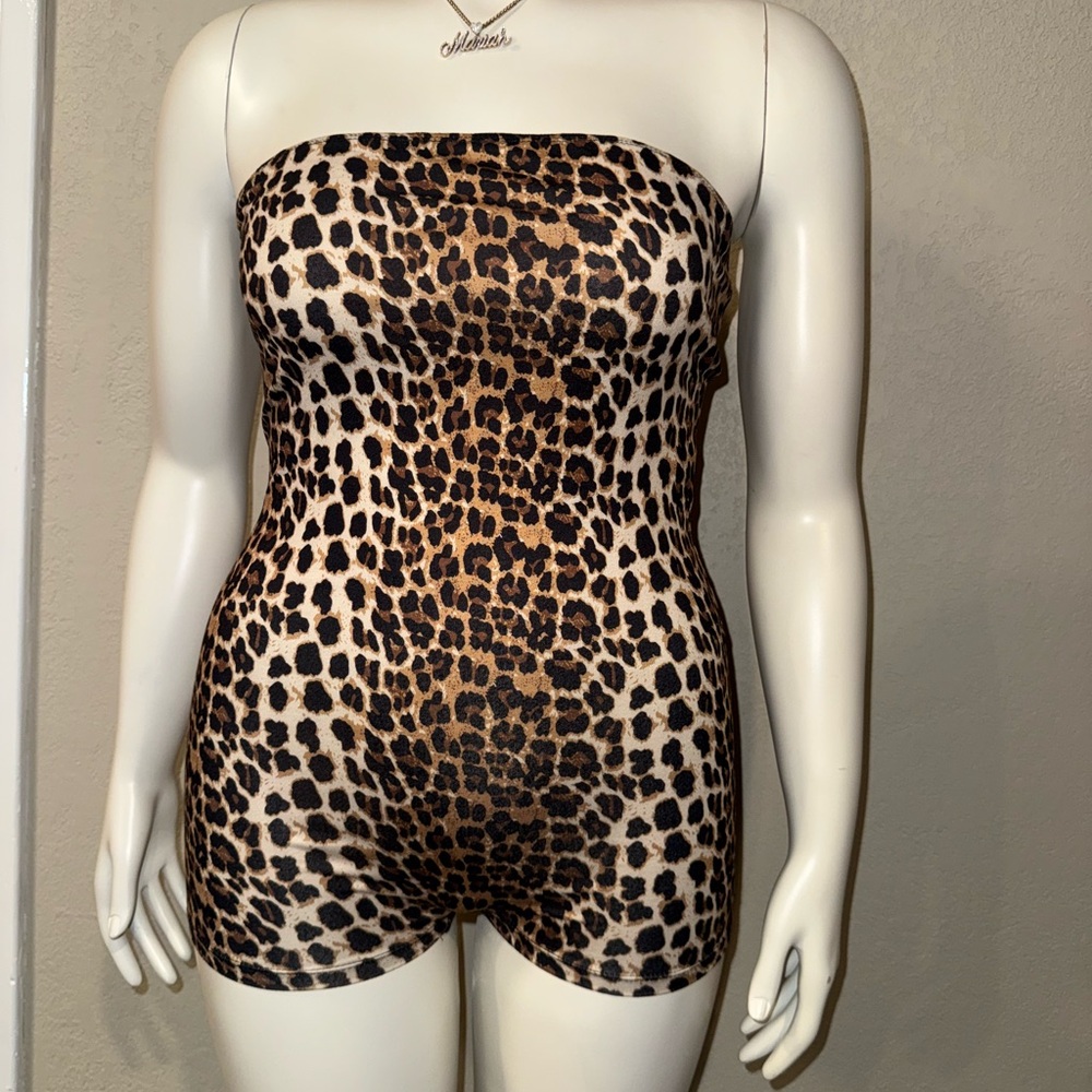 SHEIN Animal Print Strapless Jumpsuit